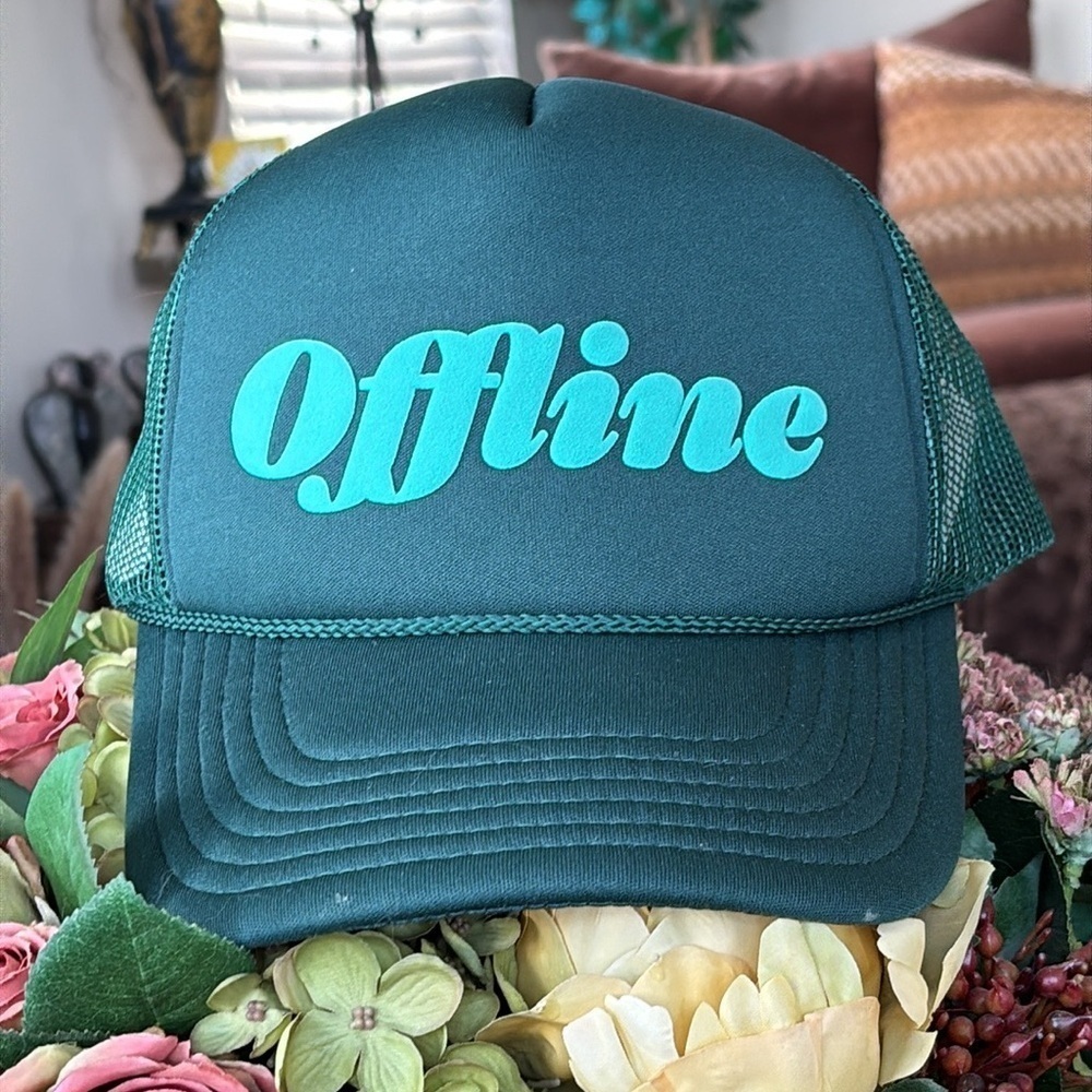 Brand New Ulta Beauty Green Teal “Offline” Trucker Hat Adjustable Baseball Cap